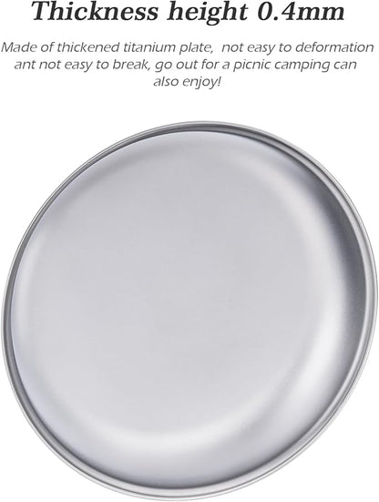 Boundless Voyage Titanium Camping Plate Dishes Saucer Lightweight Round Dinnerware Set Stackable Serving Plates Pasta Plates Travel Outdoor Home Kitchen Tableware Set Ti1118T