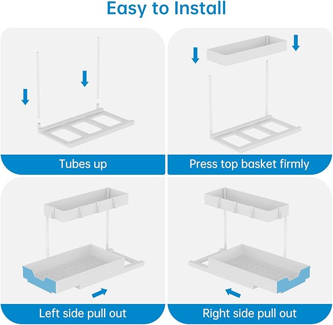 NATURE'S SOURCE 2-Tier Under Sink Organizers and Storage 2 Pack Sliding L-shape