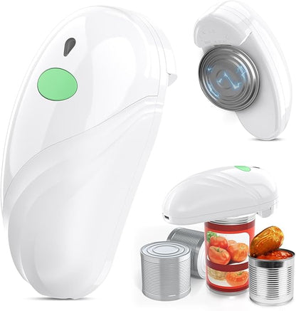 HuiJuKeJi Electric Can Opener, Rechargeable Automatic Can Opener for Seniors with Arthritis, One-Touch Hands-Free Can Opener for Almost Can Sizes, Smooth Edge & Food-Safe Kitchen Gadgets-White