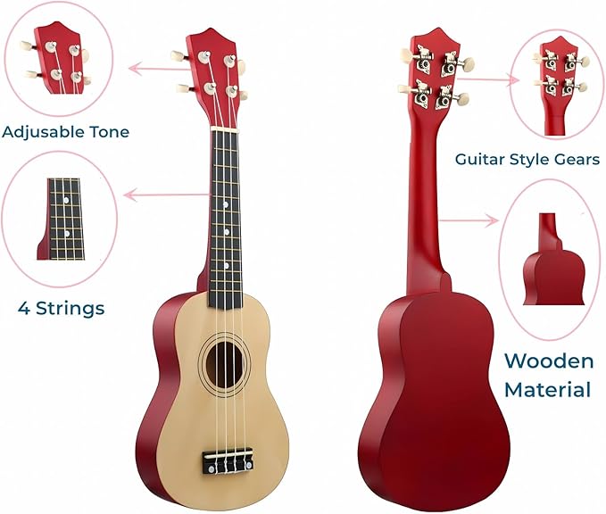 21 Inch Wooden Kids Toddler Child Children Acoustic Guitar Musical Instruments Ideal for 3-9 Year Old Boys Girls Gifts (Burlywood)