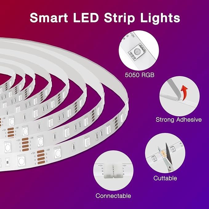 DAYBETTER 130ft Smart WiFi Led Lights, Led Strip Lights Work