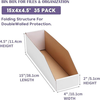 EXYGLO Cardboard Storage Bins 35 Pack, Corrugated Organizer Bins