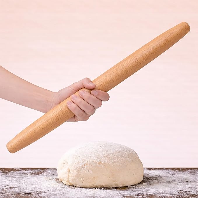 17 Inch French Rolling Pin, Wooden Dough Roller