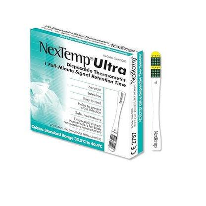 Ultra Single-Use Thermometers: Individually Wrapped 100-pack, Provides Superior Accuracy and Maximum Infection Control. Perfect for Businesses, Schools, First-Aid, Home, and Travel! (Celsius)