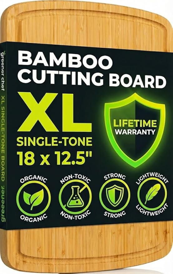 GREENER CHEF 18 Inch Extra Large Bamboo Cutting Board