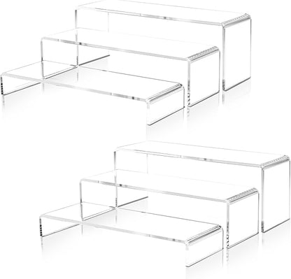 LFTYTUO 2 Set Large Acrylic Clear Display Risers, 3 Sizes 12" Rectangular