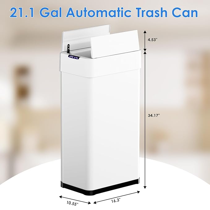 TLSUNNY 21.1 Gallon Automatic Trash Can, Stainless Steel Motion Sensor Garbage
