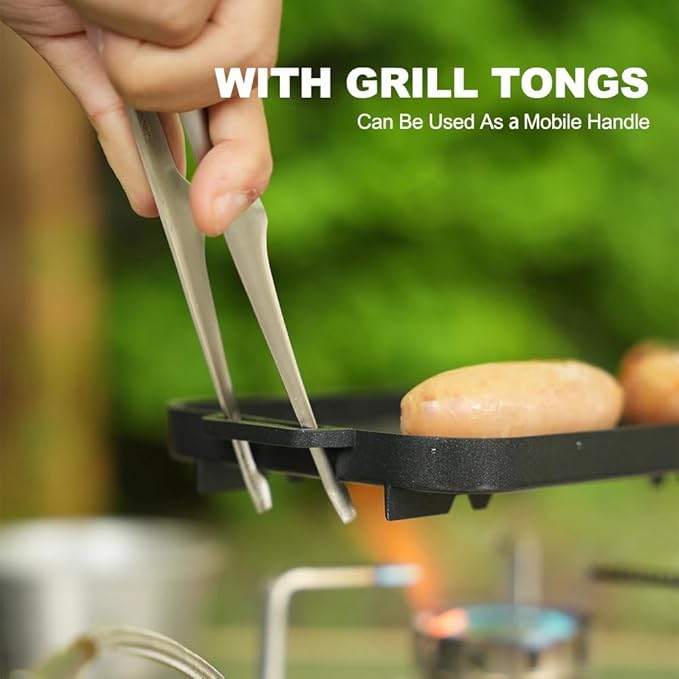 Fire Maple Compact Aluminium Alloy Mini Griddle Set with Stainless Steel Tongs - Portable Heating Kit for Outdoor and Indoor Use