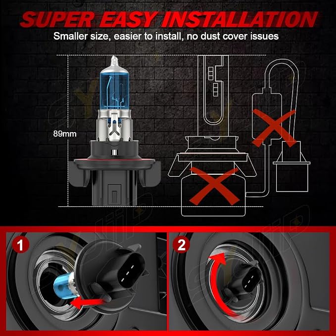 Upgraded Halogen Headlight Bulbs for Jeep Wrangler JK JL 2010 2011 2012 2013 2014 2015 2016 2017 2018 2019 2020 2021 2022, High Low Beams and Fog Lights Combo , 6000k White, 300% Brightness, 4 PCS