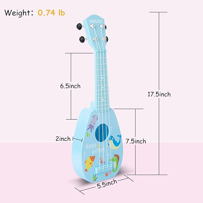 YOLOPARK 17" Kids Toy Guitar for Girls Boys, Mini Toddler Ukulele Guitar with 4 Strings Keep Tones Can Play for 3, 4, 5, 6, 7 Year Old Kids Musical Instruments Educational Toys for Beginner (Blue)