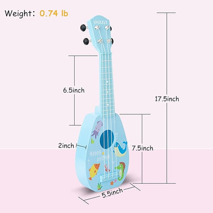 YOLOPARK 17" Kids Toy Guitar for Girls Boys, Mini Toddler Ukulele Guitar with 4 Strings Keep Tones Can Play for 3, 4, 5, 6, 7 Year Old Kids Musical Instruments Educational Toys for Beginner (Blue)