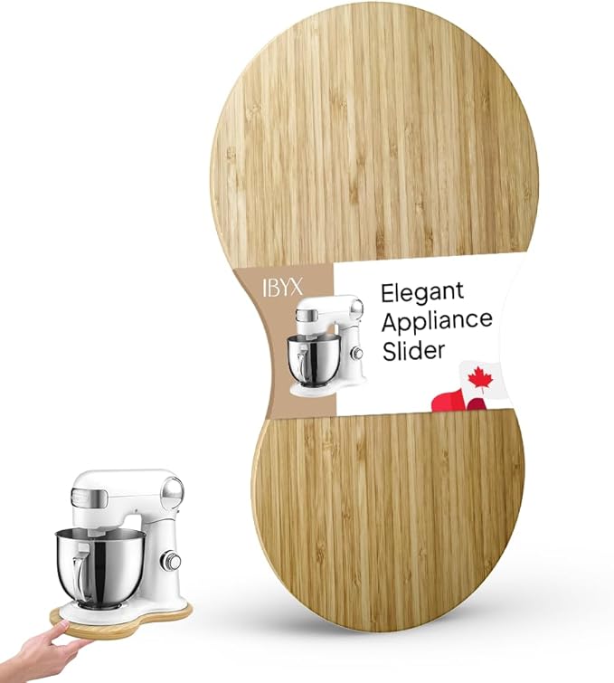 Ibyx Bamboo Mixer Slider – Compatible with Cuisinart Stand Mixer 12-Speed 5.5 Qt – Countertop Appliance Sliding Tray (Natural)