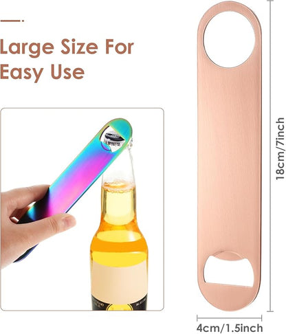 4 Pcs Heavy Duty Stainless Steel Flat Bottle Opener Bartender 7 Inch Solid Beer
