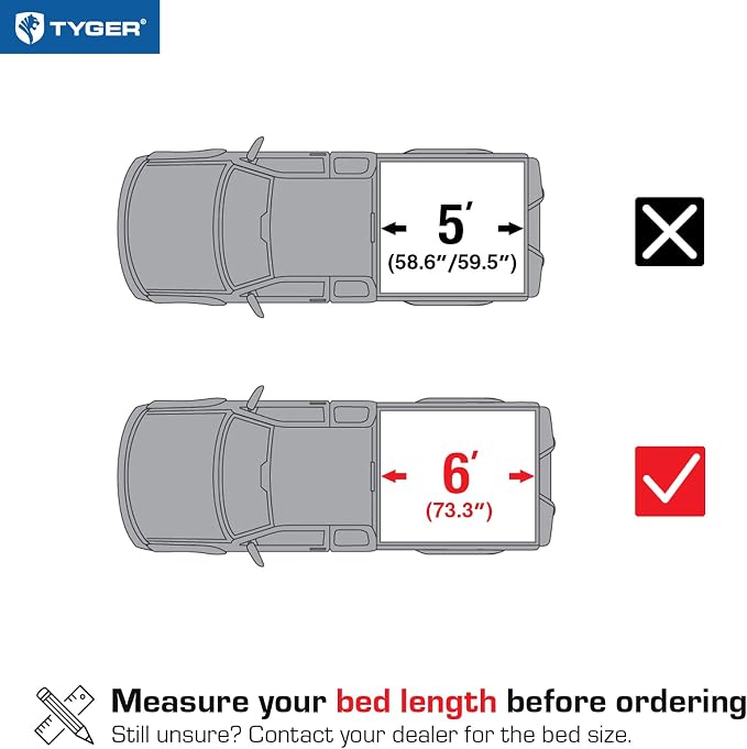 Tyger Auto T3 Soft Tri-fold Truck Bed Tonneau Cover Compatible with 2005-2021 Nissan Frontier; 2009-2012 Suzuki Equator | 6' (73") Bed | TG-BC3N1029, Black