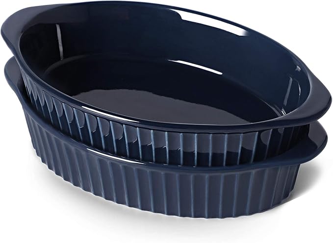LEETOYI Porcelain Small Oval Au Gratin Pans, Baking Dish Set
