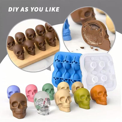 Skull Ice Cube Mold, 6-Cavity Silicone Ice Tray