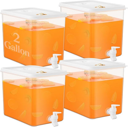 Domensi 4 Pack 2 Gallon Fridge Beverage Drink Dispenser