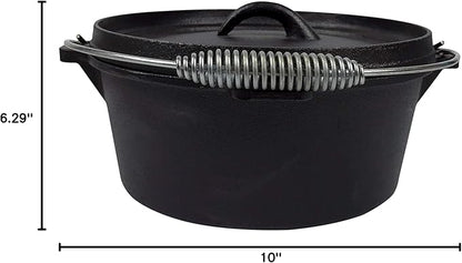 Pre-Seasoned Cast Iron Camp Dutch Oven, 4.1 qt, including Lid Lifter, Lid Stand and Silicone Handle Holders