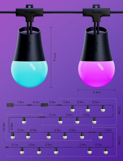 Govee Smart Outdoor String Lights 2, 144ft Outdoor Lights