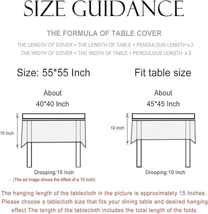 patdrea Designer Vintage Linen Small Square Tablecloth,French Anti-Wrinkle Durable Floral Table Cloth,Colorful Table Cover for Kitchen Dining,Parties,Christmas,Thanksgiving,Party,55"x55"-Puno