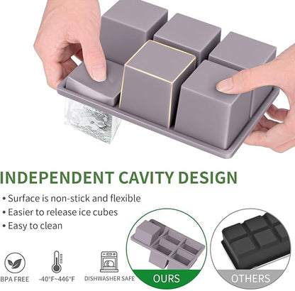 Large Ice Cube Tray for Whiskey: FDDBI Big Square Ice Cube Maker for Cocktail