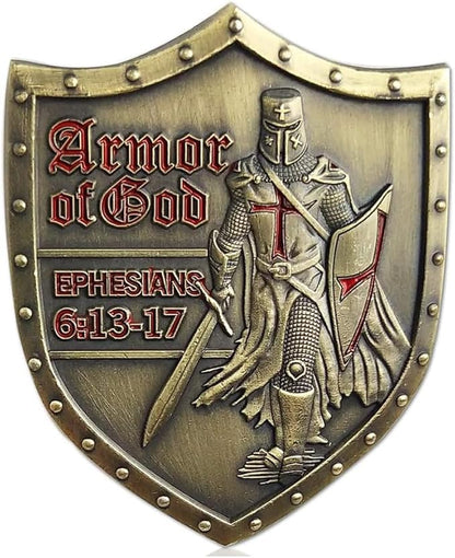Put On The Whole Armor of God Challenge Coin Eph 6:13-17 3D Religious Collectible Coin (Pack of 3)