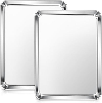 E-far Baking Sheets Set of 2, 16” x12” Stainless Steel Cookie Sheets Pans