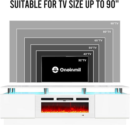 oneinmil 80" Modern Electric Fireplace TV Stand