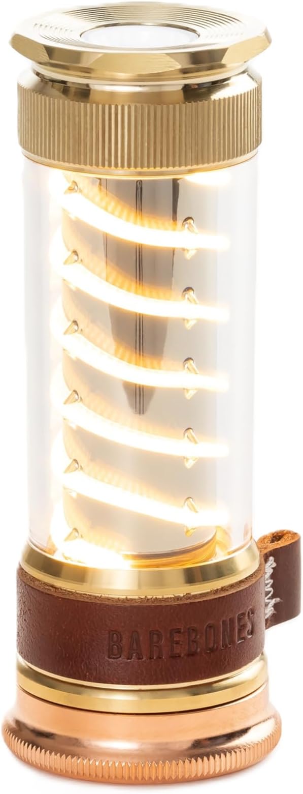 Barebones Edison Light Stick ??Brass, USB Rechargeable LED Lantern and Flashlight with 7 Modes, 40+ Hour Run Time, Camping Essentials with Magnetic Base
