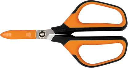 Fiskars Comfort Loop Micro-Tip Pruning Snips - 7" Garden Shears with Sheath and Extra Large SoftGrip Handle - Yard and Garden Tools - Orange/Black