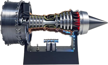 Turbofan Model Kit, Adjustable Speed TR900 Aircraft Engine Turbojet Engine with Light, DIY Mechanical Science Education Toy Gift Decor for Adult, 28cm
