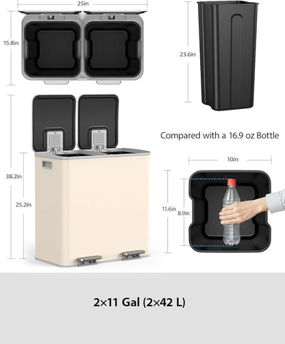 Lovewind Dual Trash and Recycling Bins