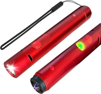 Tactical Flashlight 500 Lumens, LED Flashlight Rechargeable with Lighter & Alarm, 150m Beam Distance, USB-C 5V EDC Flashlight, Compact Handheld Light for Camping, Hiking, Fishing, Cycling (Red)