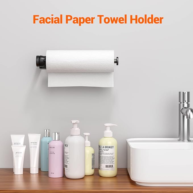 Paper Towel Holder Under Cabinet, Single Hand Operable Wall Mount