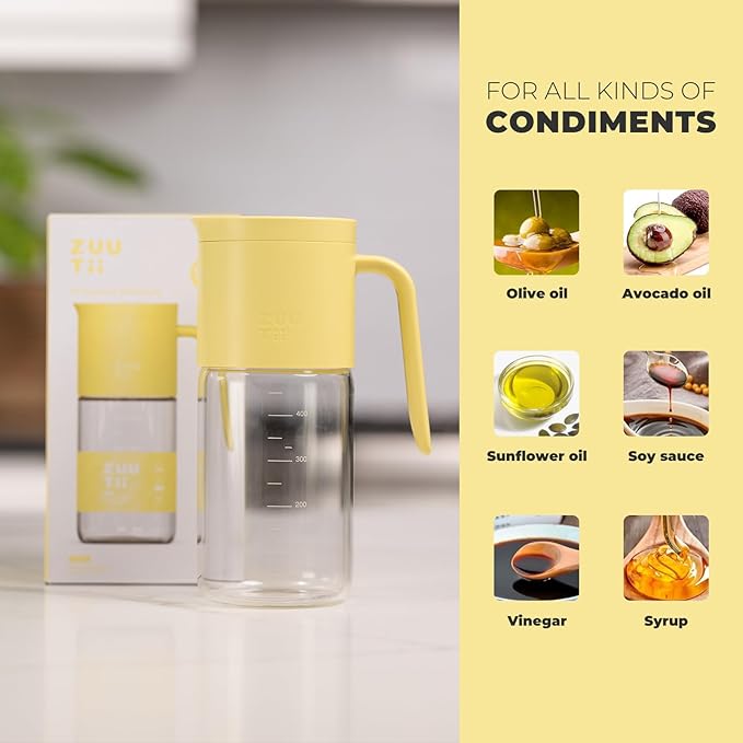 Zuutii Olive Oil Dispenser Bottle 18.6oz – Auto Flip Glass Vinegar Bottle