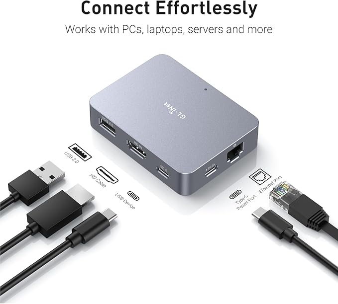 GL.iNet Comet (GL-RM1) Remote KVM Over Internet, 4K@30Hz Tailscale Support,Remote Keyboard, Video, Mouse, Install OS Via BIOS Control, Adapted KVM Switches for Home Offices,Data Center