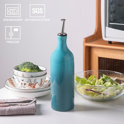 Sweejar Large Ceramic Olive Oil Dispenser Bottle, Opaque Oil Cruet Protects to