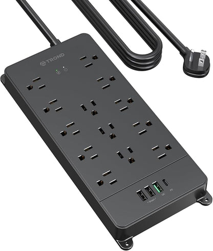 TROND Surge Protector Power Strip, 10ft Heavy Duty Extension Cord