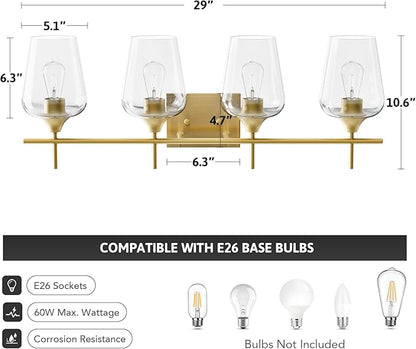 VONLUCE Bathroom Vanity Light, 4 Light Bathroom Light Fixture Over Mirror