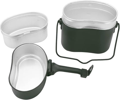 Military Mess Tin, Aluminium 180??Temperature Resistant Military Lunch Box Cookware Mess Kit Pots Pans Set for Outdoor Camping Hiking Picnic BBQ