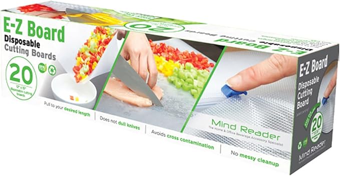 Mind Reader E-Z Board Disposable Plastic Cutting Board, 20 sf, 13.78"L x 3.35"W