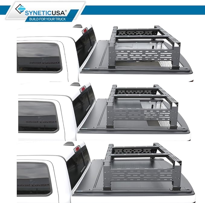 Syneticusa ER Power Retract Hard Tonneau Cover with R3 Rack Fits 2004-2026 Ford F-150 5.5' (67”) (incl. Raptor/Lightning) Truck Bed Overlanding Off Road Retractable