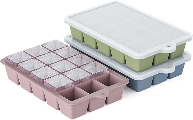 Silicone Ice Cube Tray 3 Pack, HANCELANT Ice Cube Mold, Ice Trays