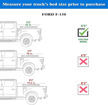 Toptiny Low Profile Hard Folding Truck Bed Tonneau Cover Fits 2015-2026 Ford F-150 5'5" Bed (66")