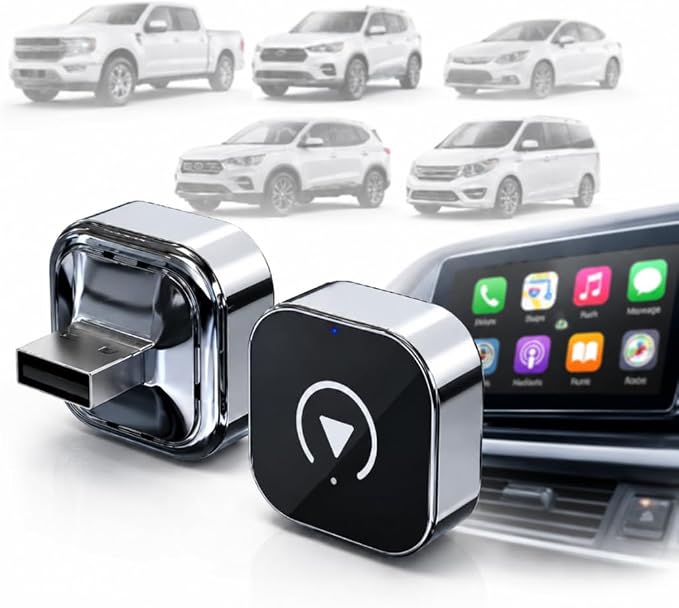 Wireless CarPlay Adapter for Toyota Sienna 2019-2021- Slim Mini USB Design with Type-C Extension for Stable Zero-Latency Connection