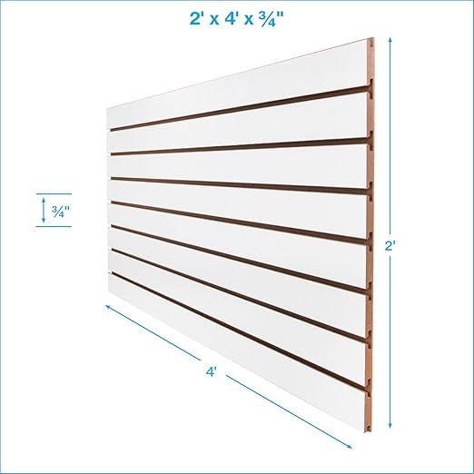 SSWBasics 4ft x 2ft Horizontal White Slatwall Panels Easy Organizer