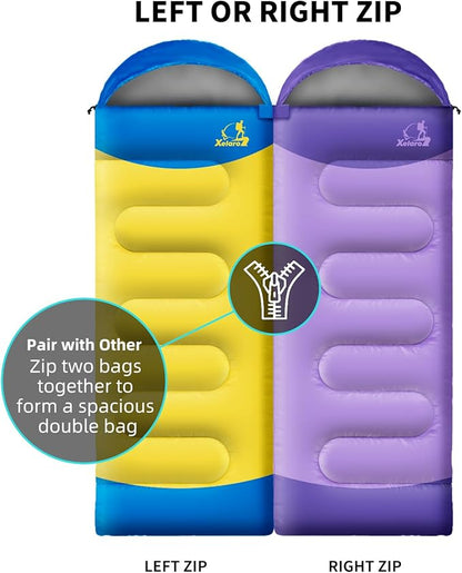 Sleeping Bags for Adults Kids - 3 Season Cold&Warm Weather Waterproof Camping Sleeping Bags - Lightweight Sleeping Bags for Camping Hiking Outdoor Travel