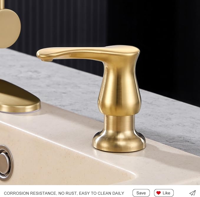 GAGALIFE Kitchen Sink Soap Dispenser Brushed Gold, Under Sink Soap Dispenser