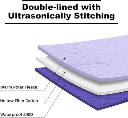 Outdoor Waterproof Blanket, Foldable Fleece Stadium Blanket for Outdoor Sports Event, Camping, Car, Pet, Picnics - Windproof, Wearable, Machine Washable 80" x 58" (Blue Purple)