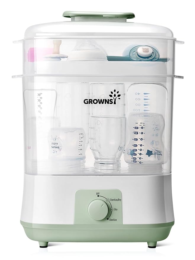 Grownsy Adjustable 4 in 1 Large Bottle Sterilizer and Dryer, 8 Bottles Capacity